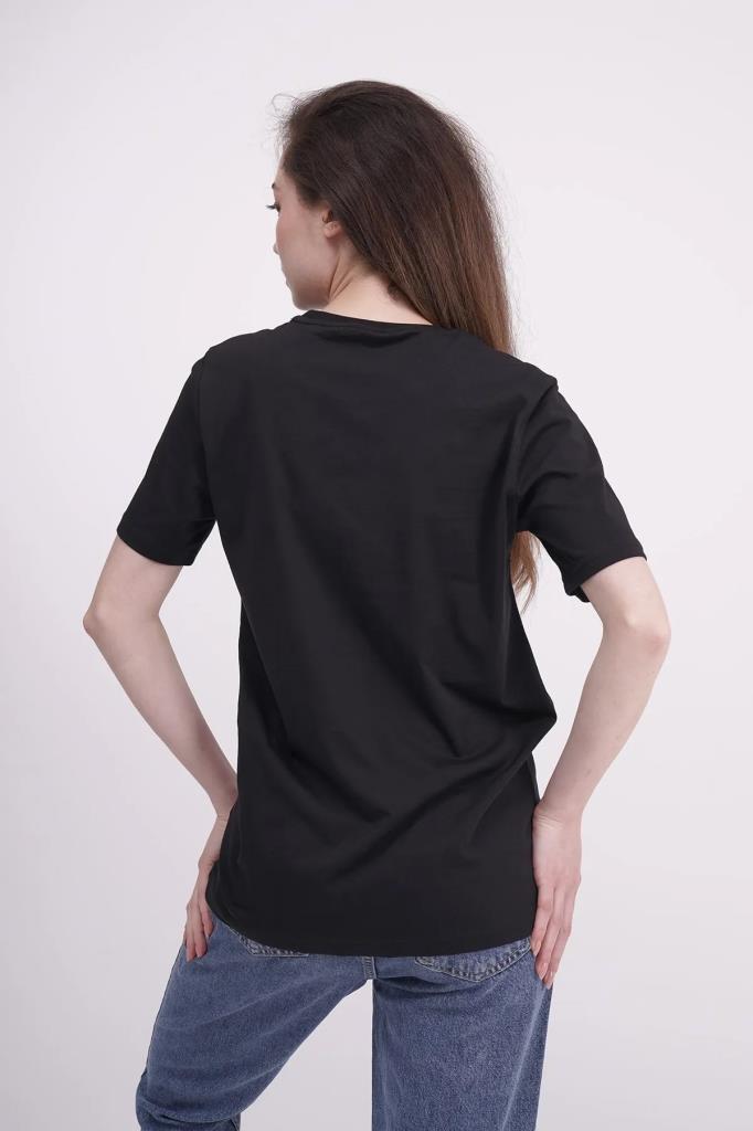 The Socks Company 23SCTS231U Pati Nakışlı Yaka Siyah Tshirt