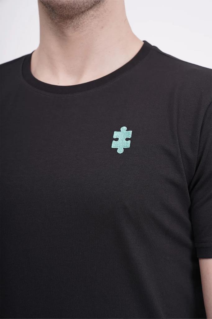 The Socks Company 23SCTS235U Puzzle Nakışlı Bisiklet Yaka Siyah Tshirt