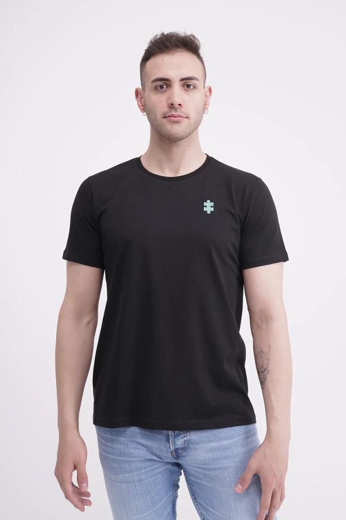 The Socks Company 23SCTS235U Puzzle Nakışlı Bisiklet Yaka Siyah Tshirt