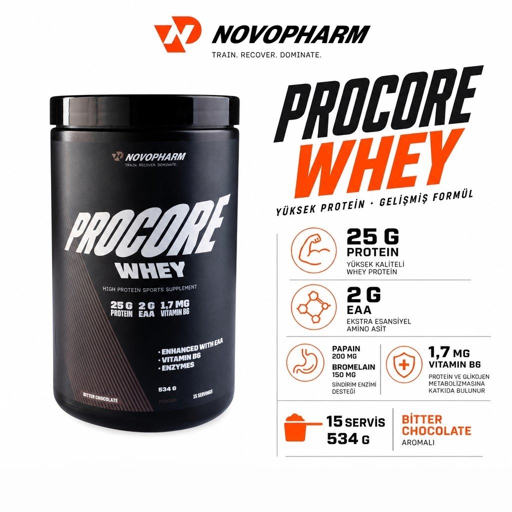 NovoPharm ProCore Whey Protein 534 gr ÇikolataWhey Protein Tozu
