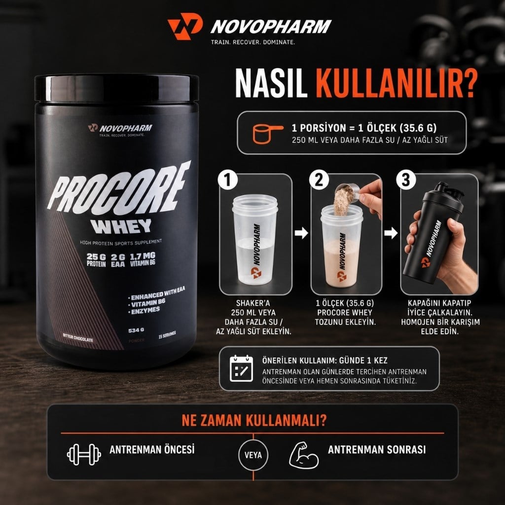 NovoPharm ProCore Whey Protein 534 gr ÇikolataWhey Protein Tozu