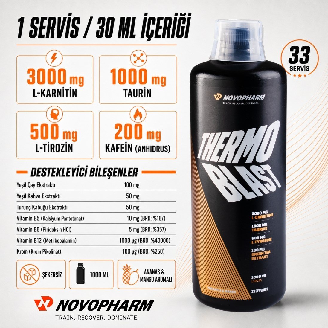 NovoPharm Thermo Blast L-Carnitine 1000 ml Ananas&MangoL-Carnitine&Form
