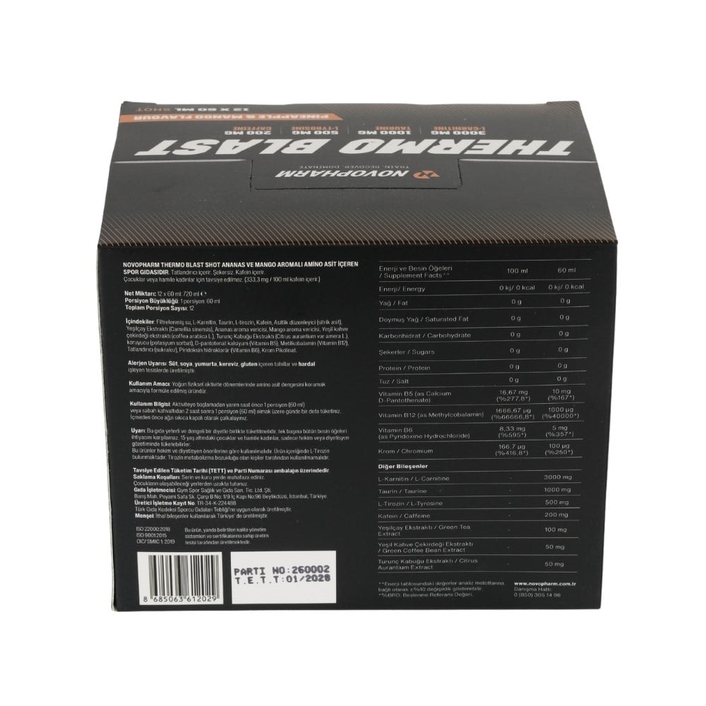 Novopharm Thermo Blast L-Carnitine 60 mlx12 Shot Ananas&MangoL-Carnitine&Form
