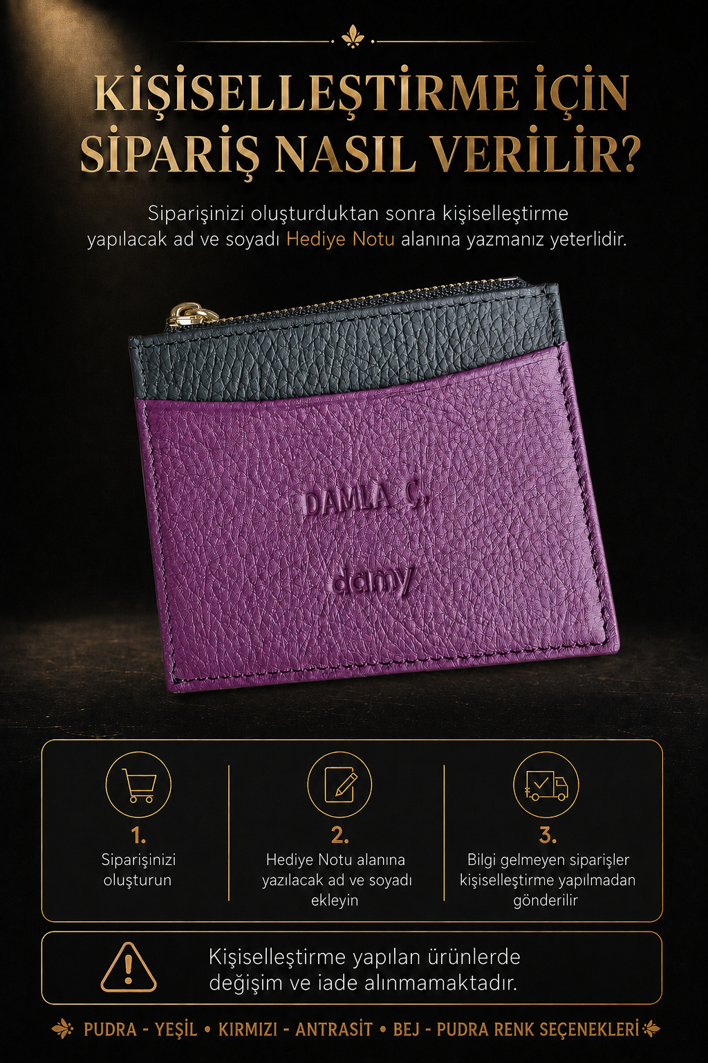 Hakiki Deri Kadın Kartlık 535 - Pudra - Yeşil