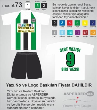 Futbol Forma Şort takım model 73