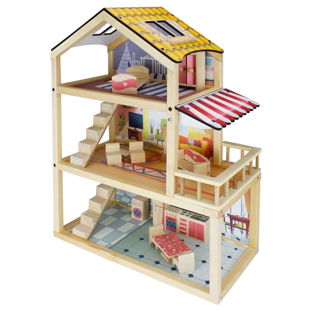 Ahşap 3 Katlı  Çocuk Oyun Evi - EV17