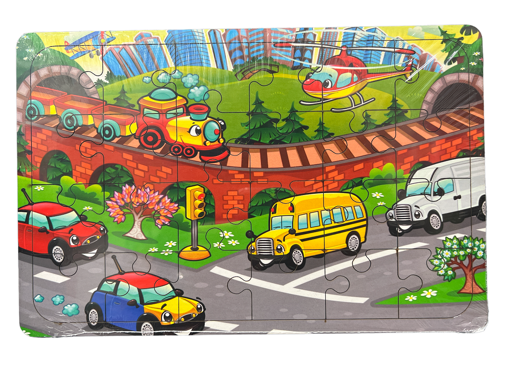 Ahşap Puzzle Araçlar - 24 Parça