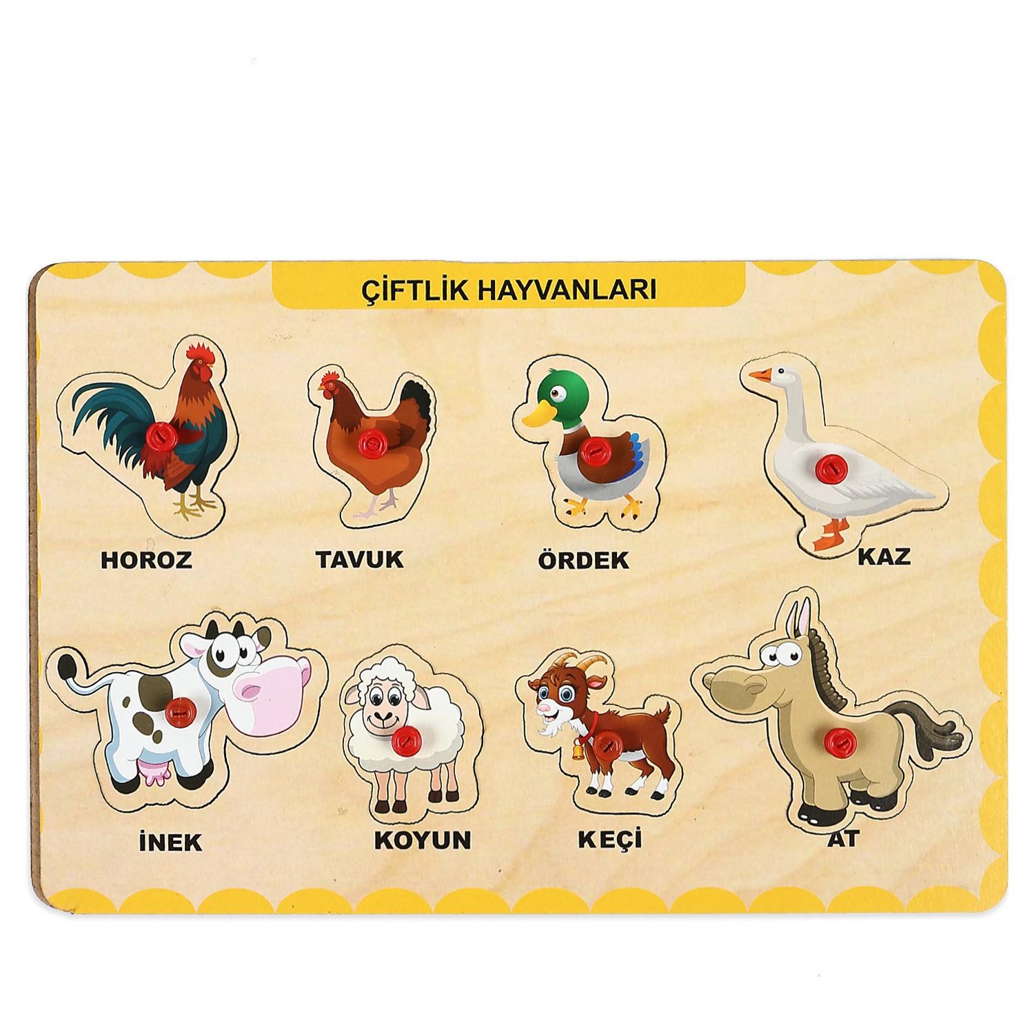 Ahşap Tutmalı Puzzle - Çiftlik Hayvanları