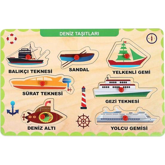Ahşap Tutmalı Puzzle - Deniz Taşıtları