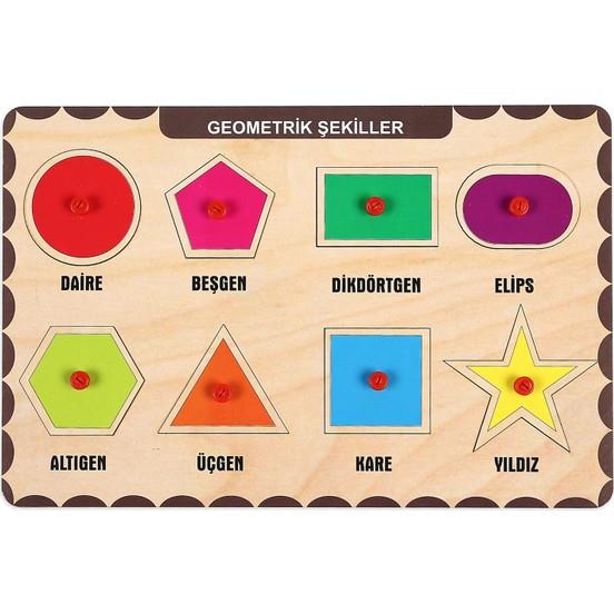 Ahşap Tutmalı Puzzle - Geometrik Şekiller
