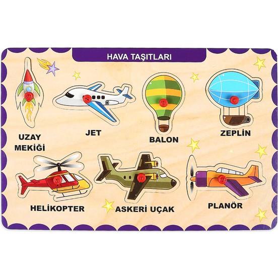 Ahşap Tutmalı Puzzle - Hava Taşıtları