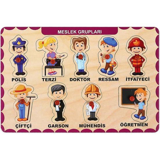 Ahşap Tutmalı Puzzle - Meslekler
