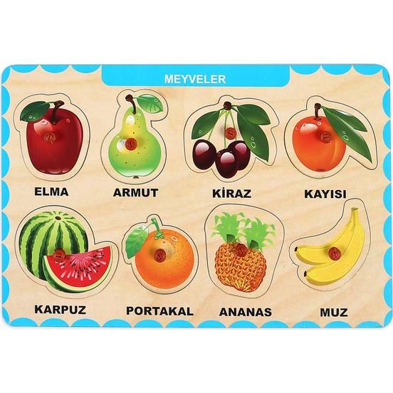 Ahşap Tutmalı Puzzle - Meyveler