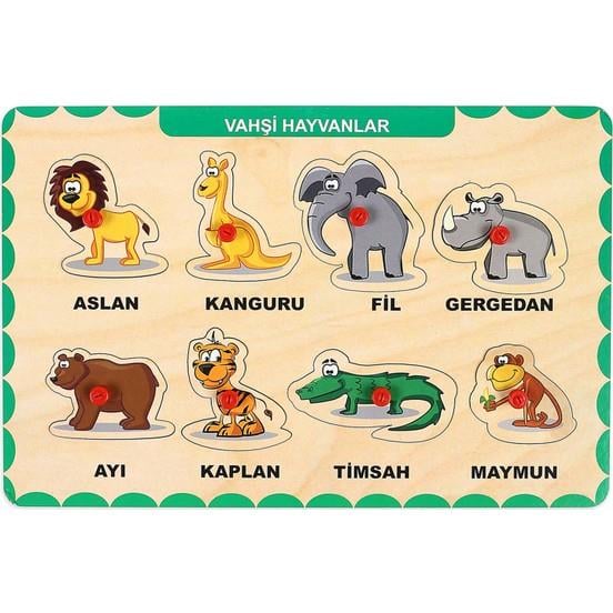 Ahşap Tutmalı Puzzle - Vahşi Hayvanlar