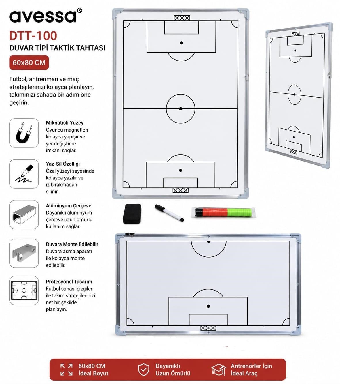 Avessa Dtt-100 Duvar Tipi Taktik Tahtası 60x90 Cm