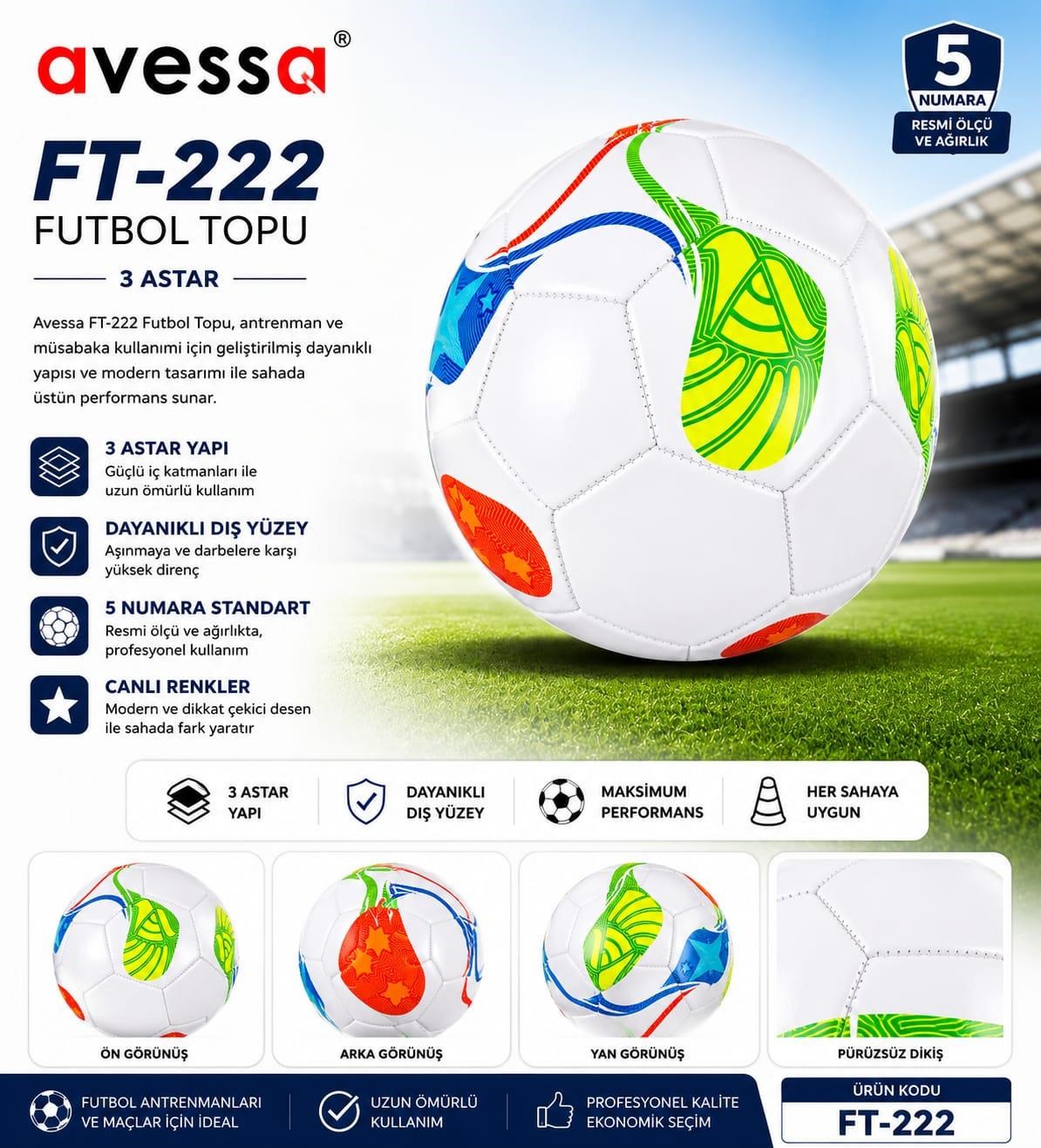 Avessa Ft-222 Futbol Topu 3 Astar Beyaz