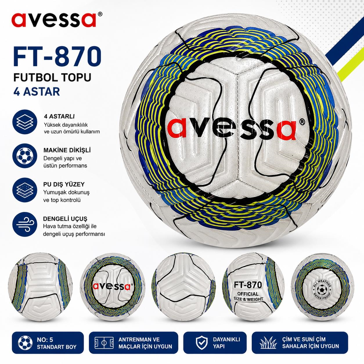 Avessa Ft-870 Futbol Topu 4 Astar
