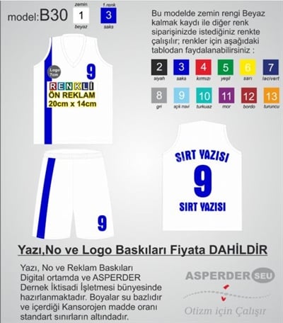 Basketbol Forma Şort takım model B30