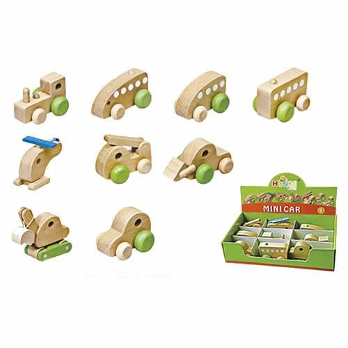 Hongji  Naturel Ahşap Arabalar 9 lu