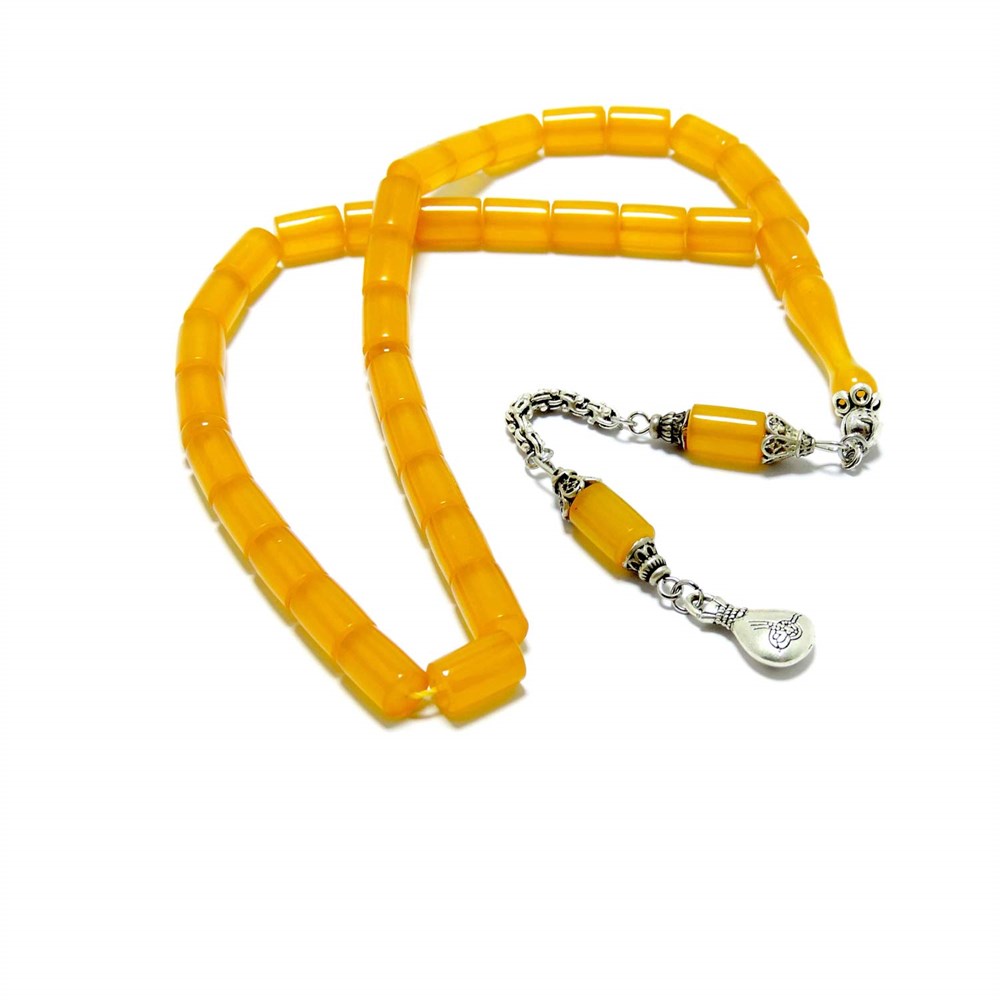 Gümüş Püsküllü Kesme Kesim Sıkma Kehribar