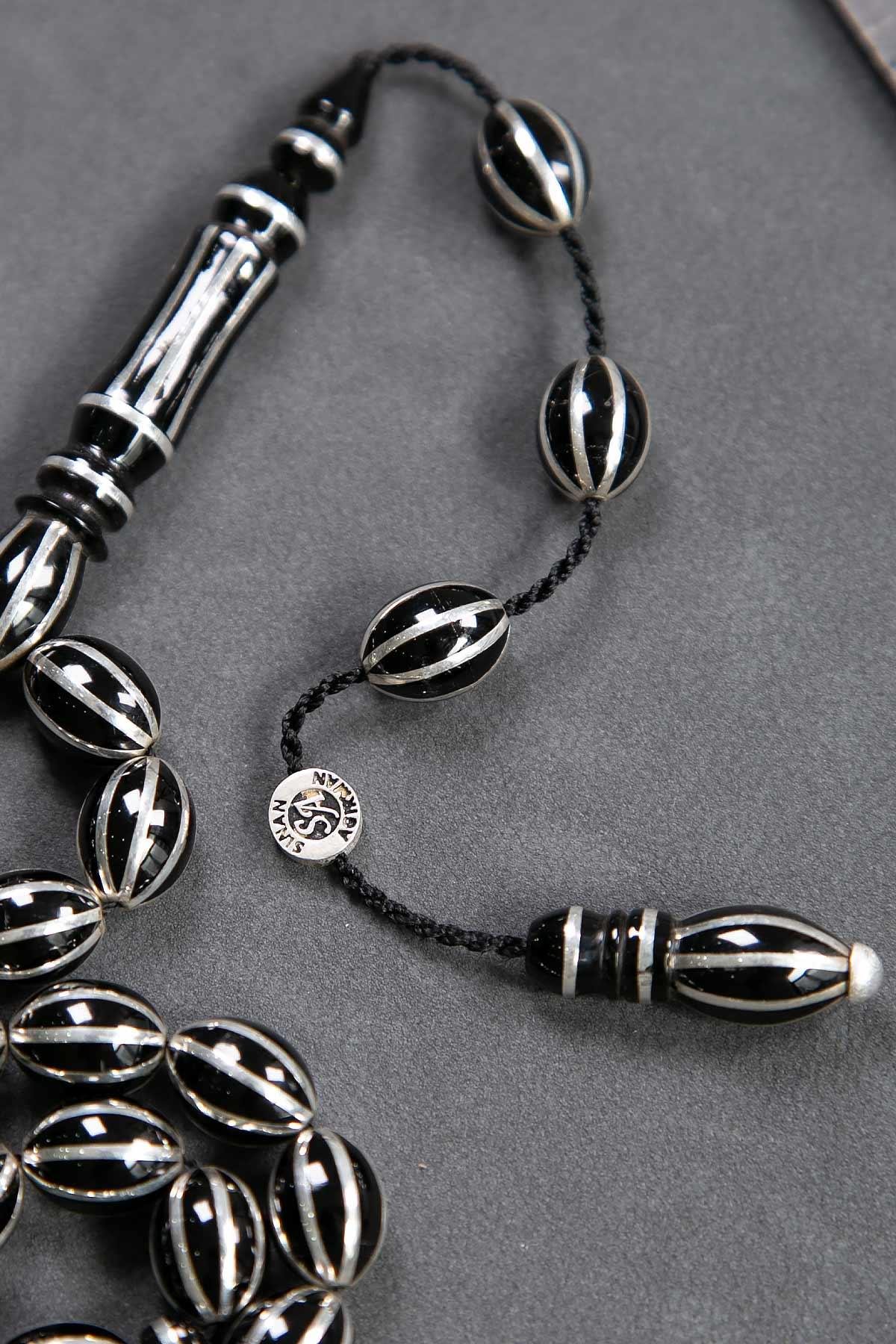 2 Ustanın Ortak Çalışması Gümüş Erzurum Oltu Taşı Tesbih