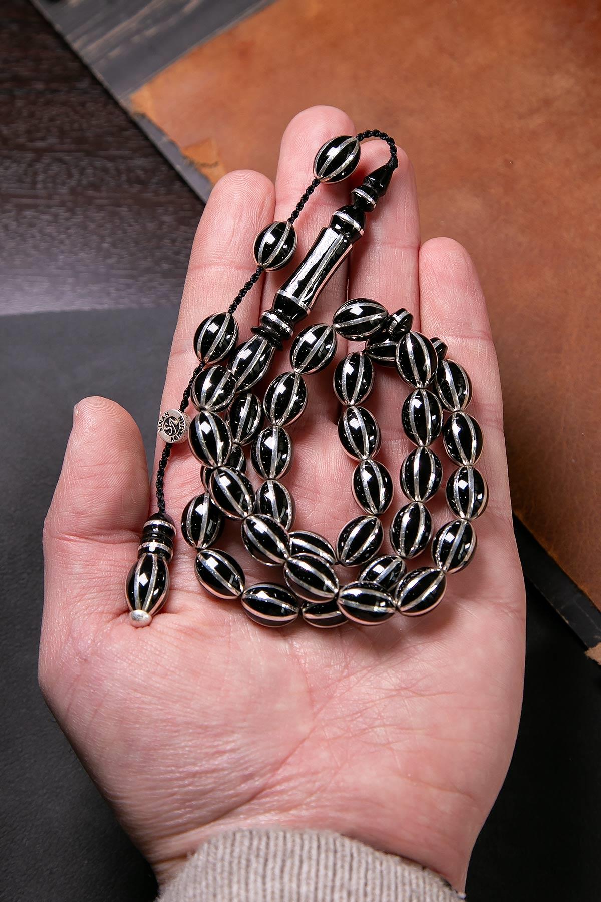 2 Ustanın Ortak Çalışması Gümüş Erzurum Oltu Taşı Tesbih