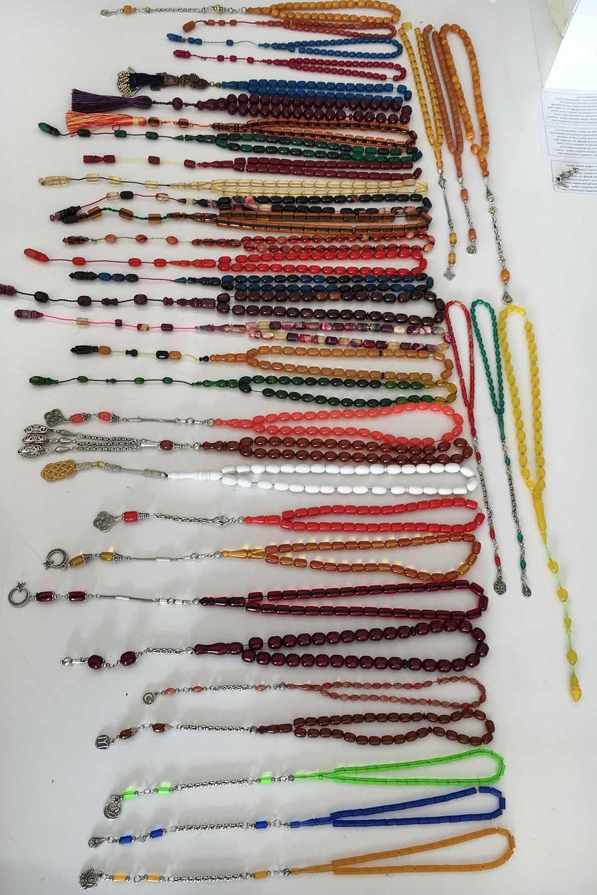 37 Adet Özel Deri Çantada Kehribar Tesbih Seti