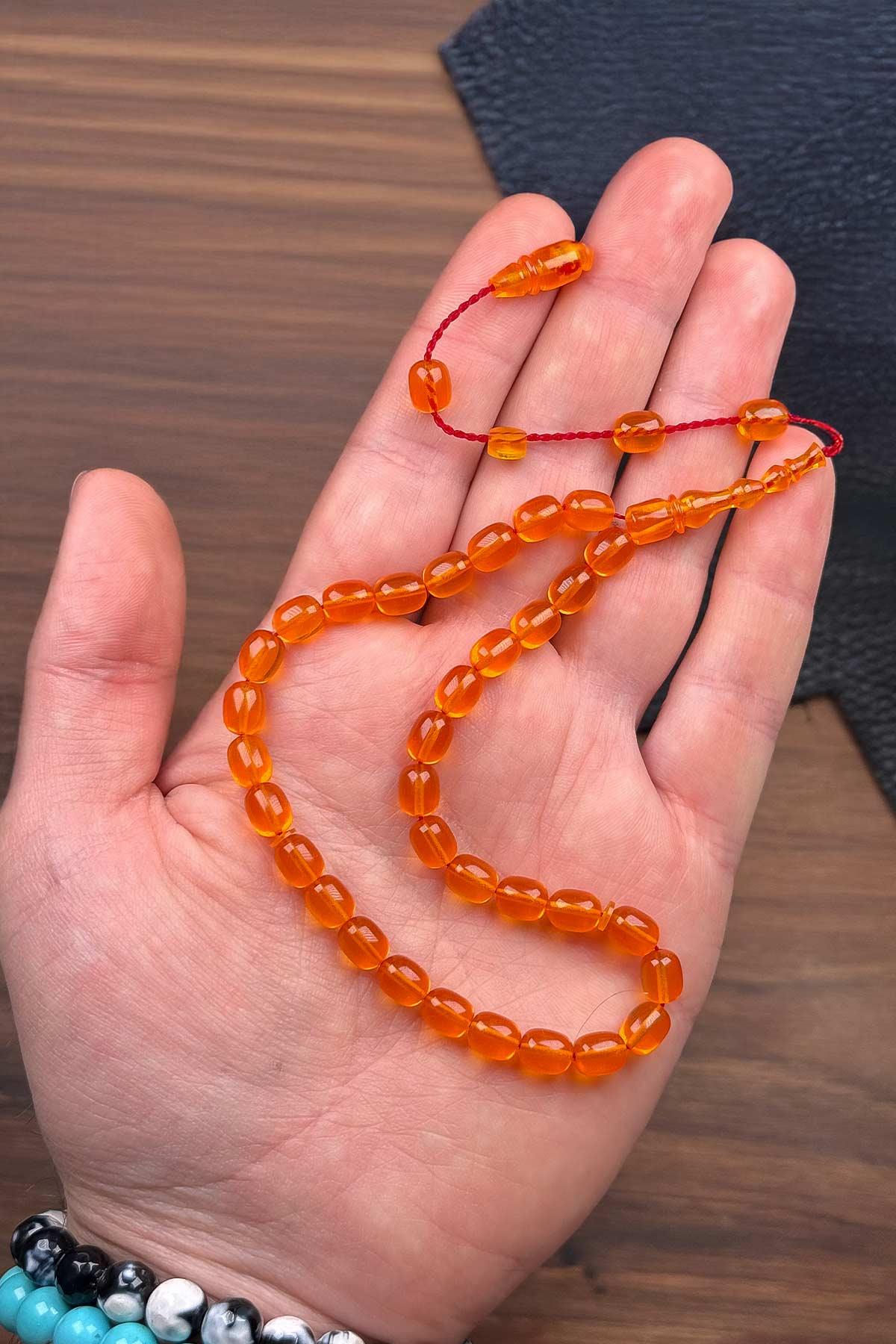 7*6 Küçük Boy Usta Mühürlü Zar Kehribar Tesbih