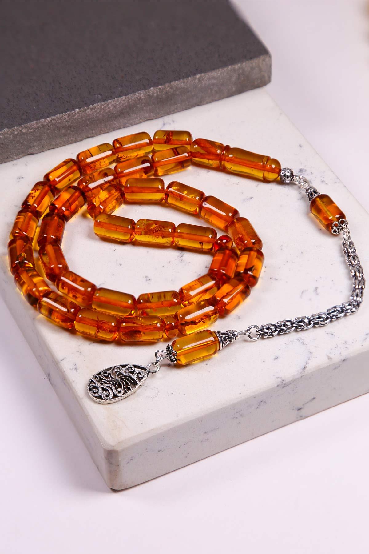 925 Gümüş Püsküllü Litvanya Damla Kehribar - TesbihKenti