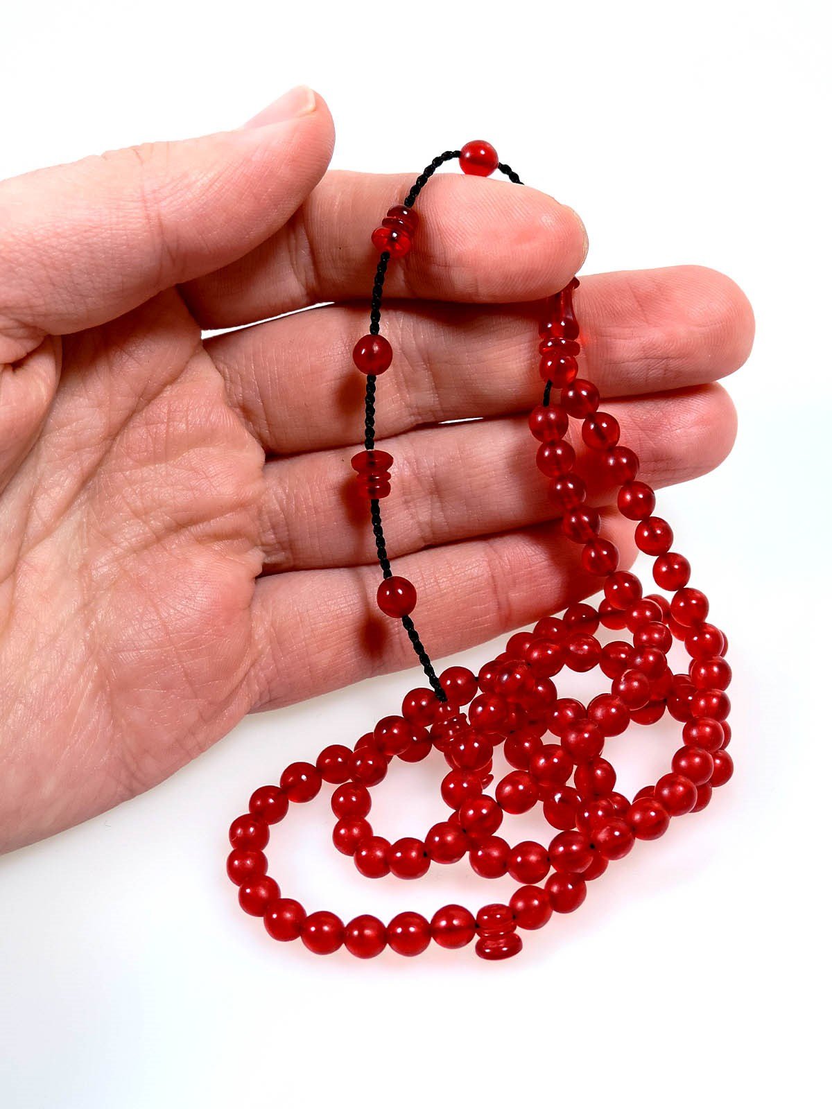 99 Namaz Tesbihi Vişne Çürüğü Ateş Kehribar Tesbih Orta Boy