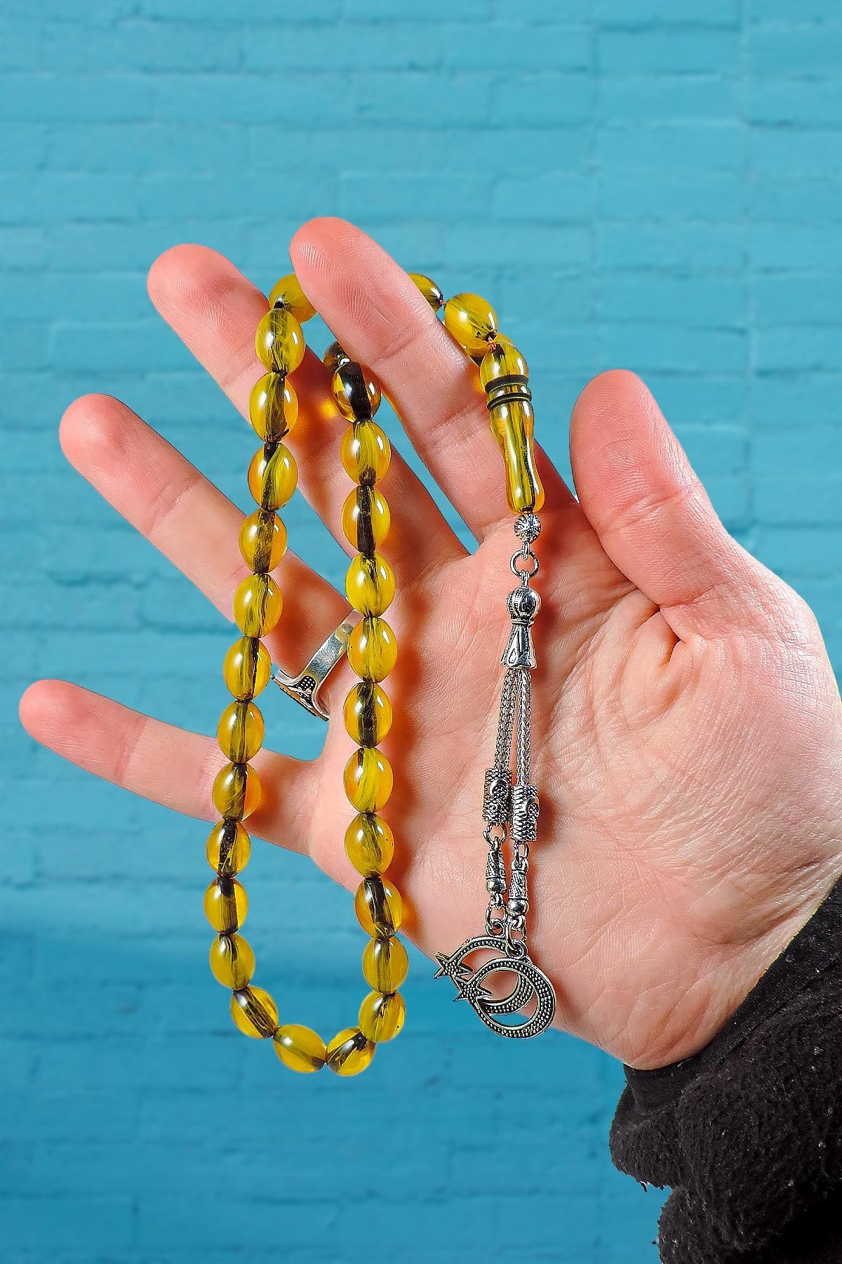 Ahşap Kutuda Sevgiliye Özel Yazılı Toz Kehribar Tesbih