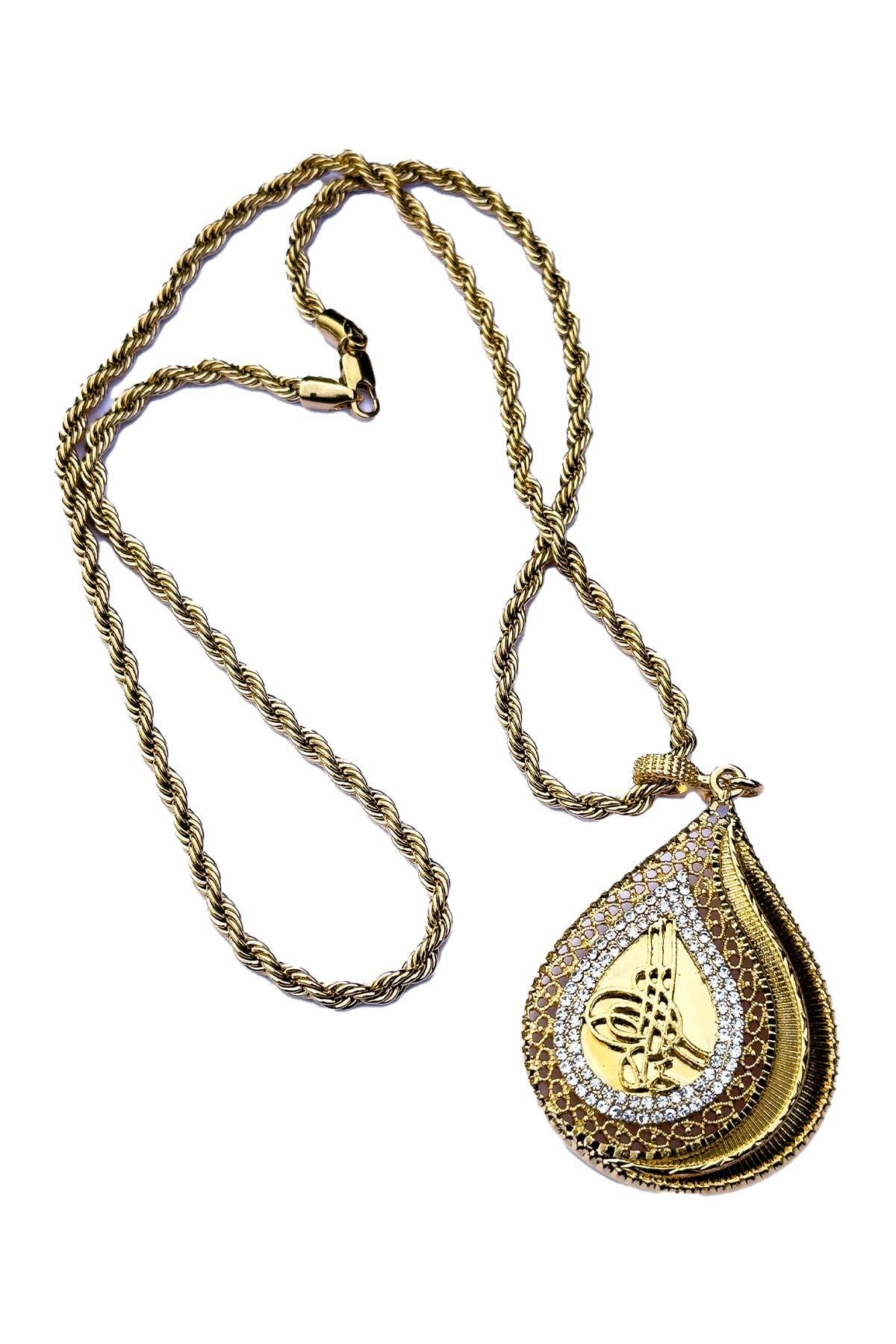 Altın Görünümlü 1. Kalite Kararmaz Tuğra Kadın Kolye