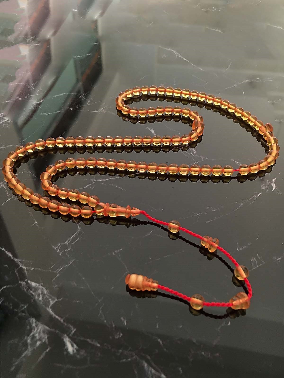 Ateş Kehribar 99 Namaz Tesbih Orta Boy