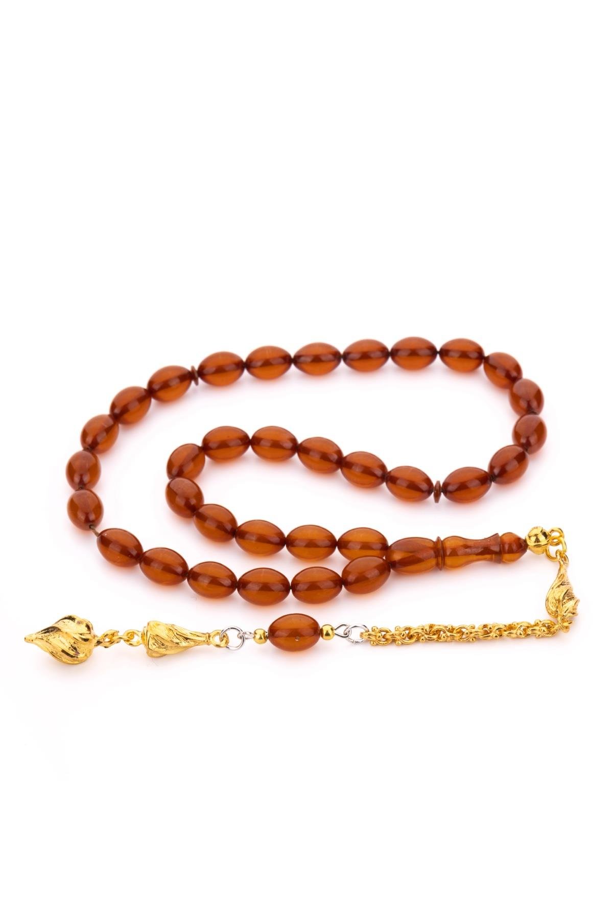 Bal Rengi ve Sarı Püskül Harika Uyumu Zar Kehribar Tesbih