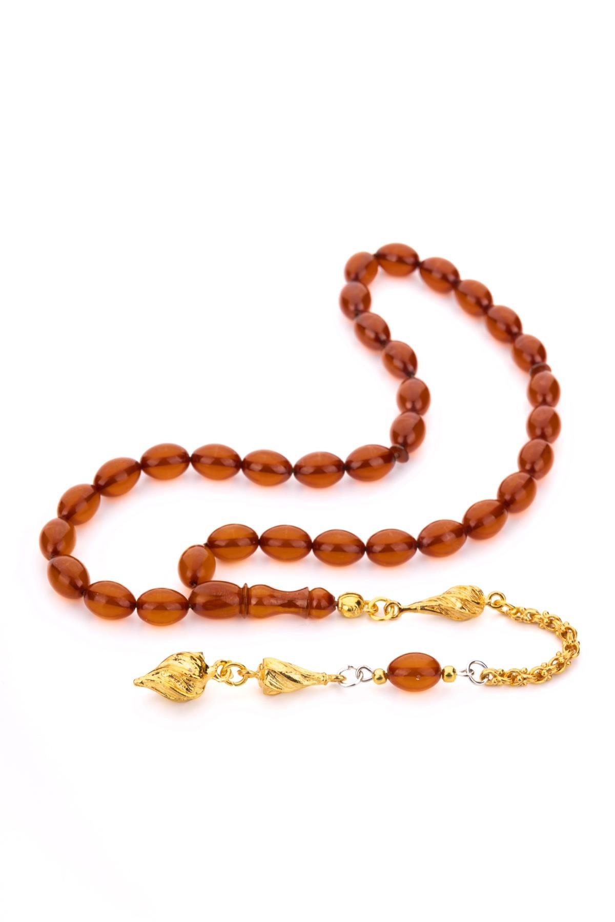 Bal Rengi ve Sarı Püskül Harika Uyumu Zar Kehribar Tesbih