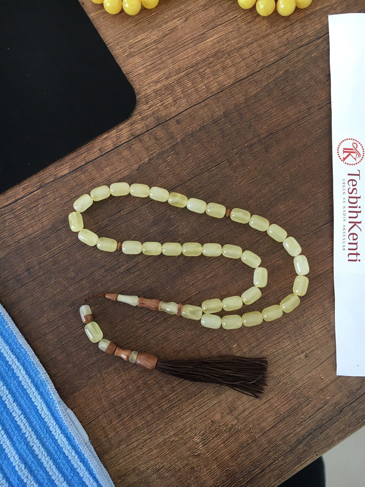 Beyrut Toz Kehribar Tesbihe Özel Kuka Çalışması