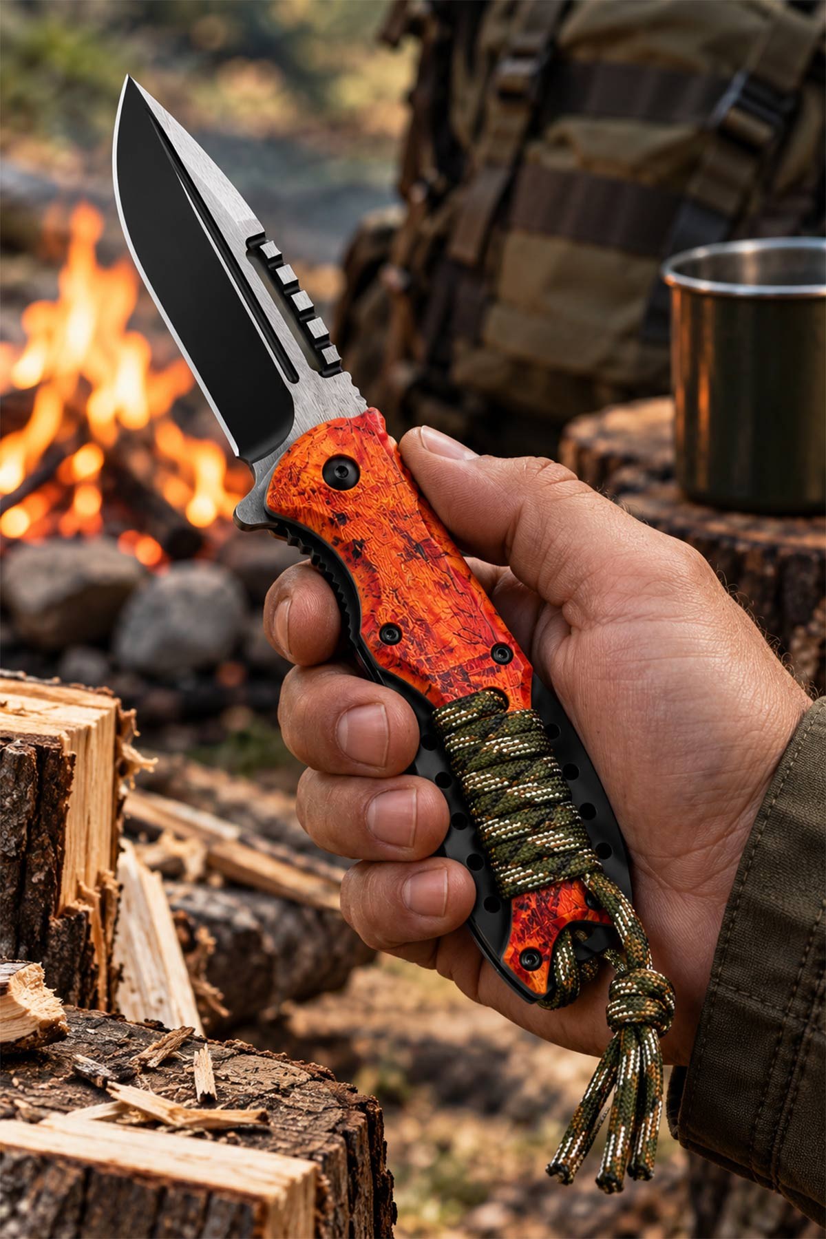Browning İpli Turuncu Kamp Çakısı 21 cm | TesbihKenti