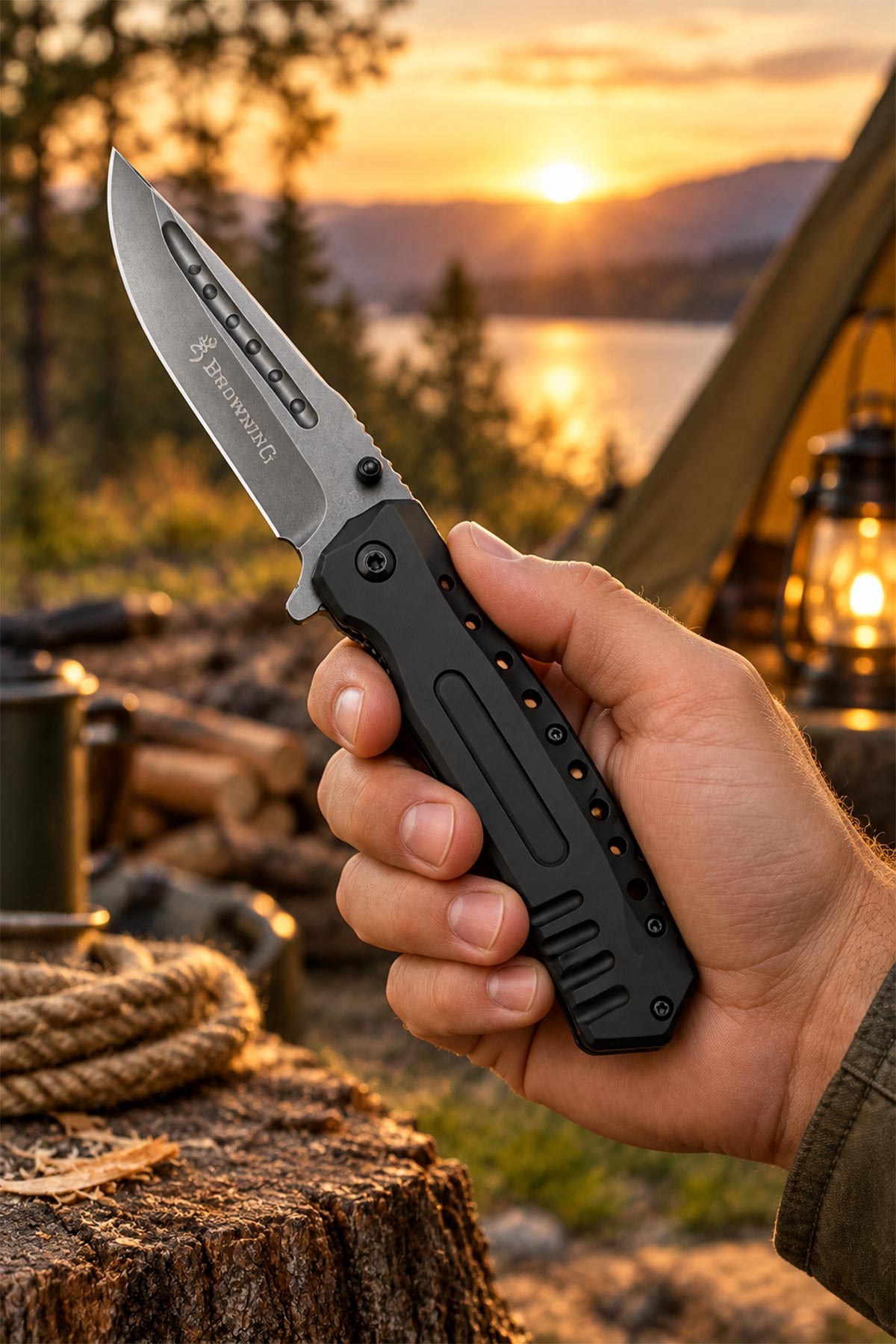 Browning Siyah Soft Kabza Kamp Çakısı F66 22 cm | TesbihKenti