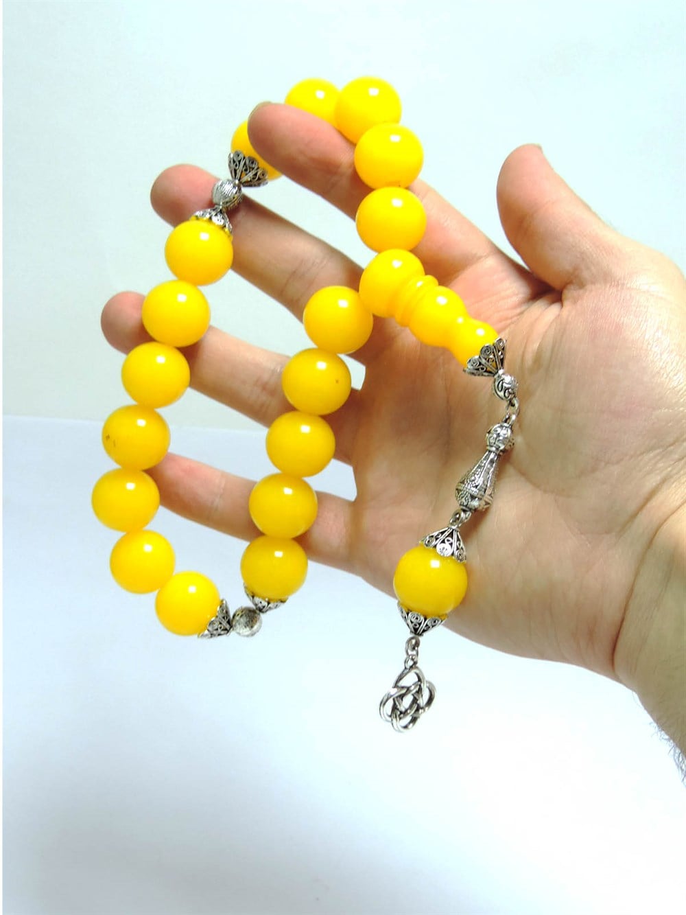 Büyük Boy 17'li Limon Rengi Efe Tesbih