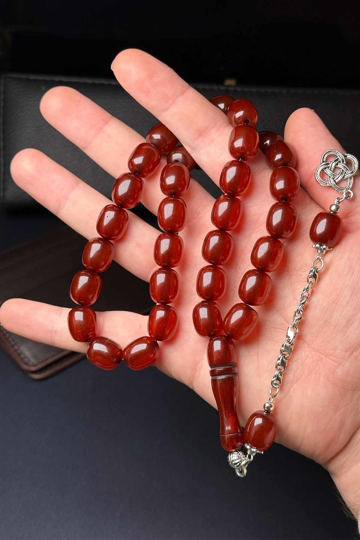 Büyük Boy Bal Rengi Uçak Camı Tesbih - TesbihKenti