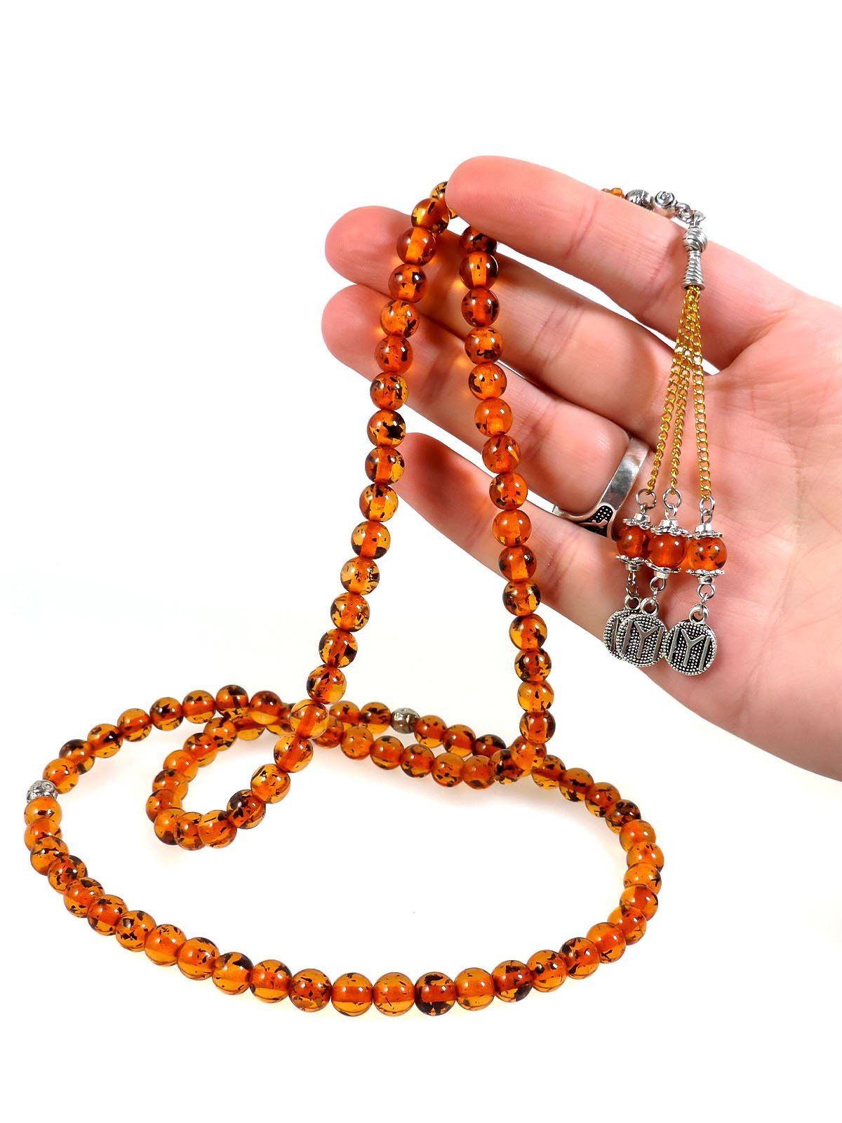 Çay Fosilli Toz Kehribar 99 Namaz Tesbihi