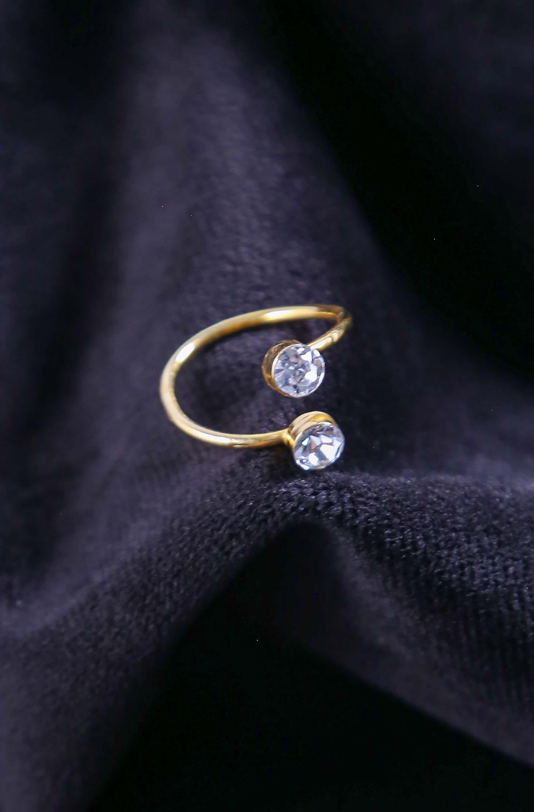 Çift Tektaşlı Ayarlanabilir Metal Kadın Yüzük