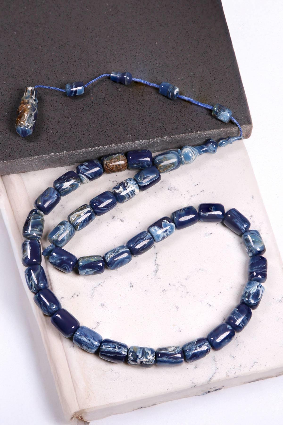 Ebruli Simli Sıkma Kehribar Tesbih | Tesbih Kenti