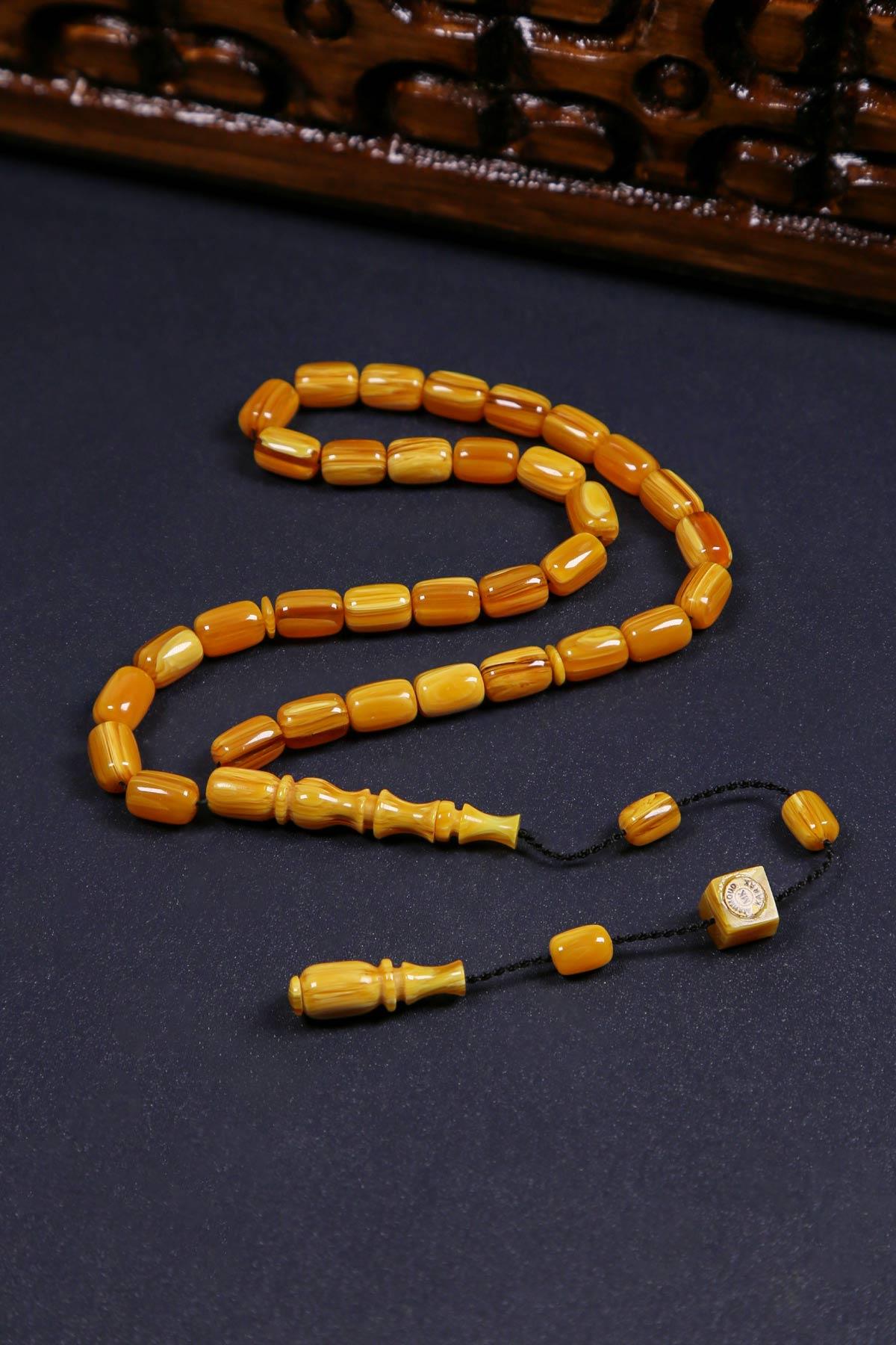 Full Helezon Dik Damar Sıkma Kehribar Tesbih | Tesbih Kenti