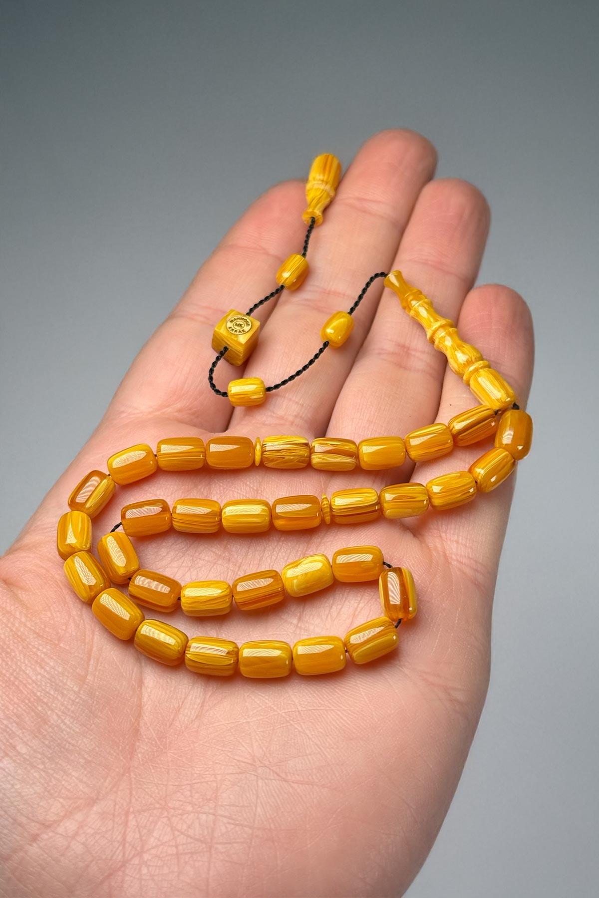 Full Helezon Dik Damar Sıkma Kehribar Tesbih | Tesbih Kenti