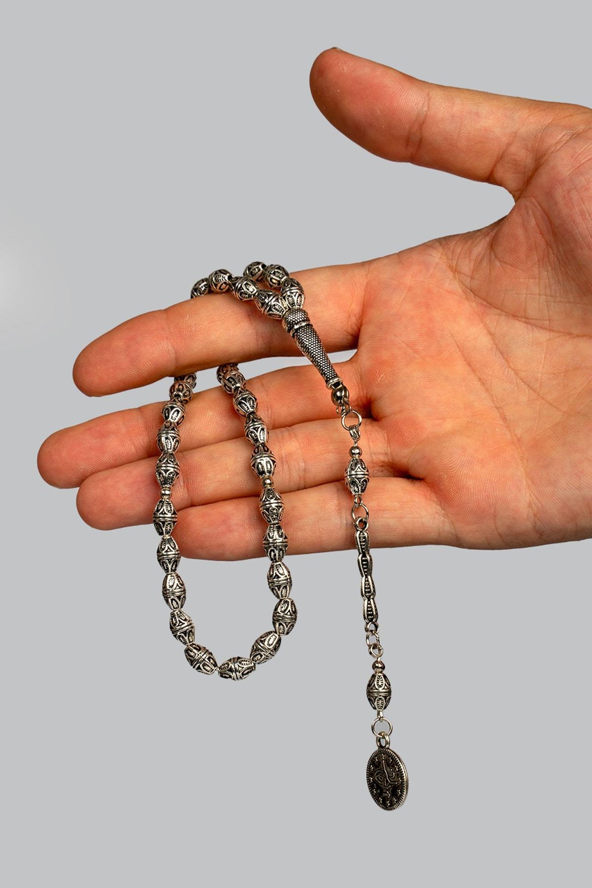 Gümüş Görünümlü Otantik Model Metal Tesbih