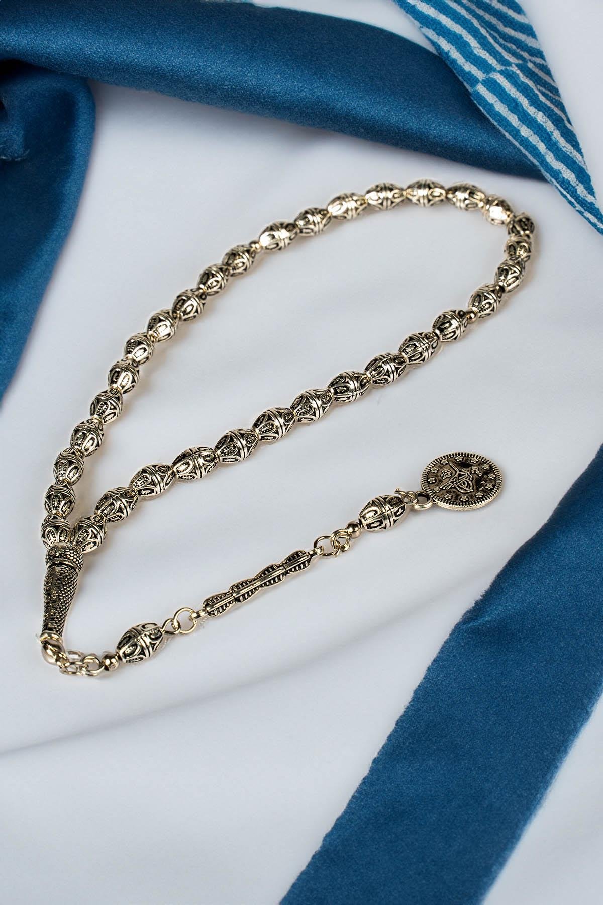 Gümüş Görünümlü Otantik Model Metal Tesbih
