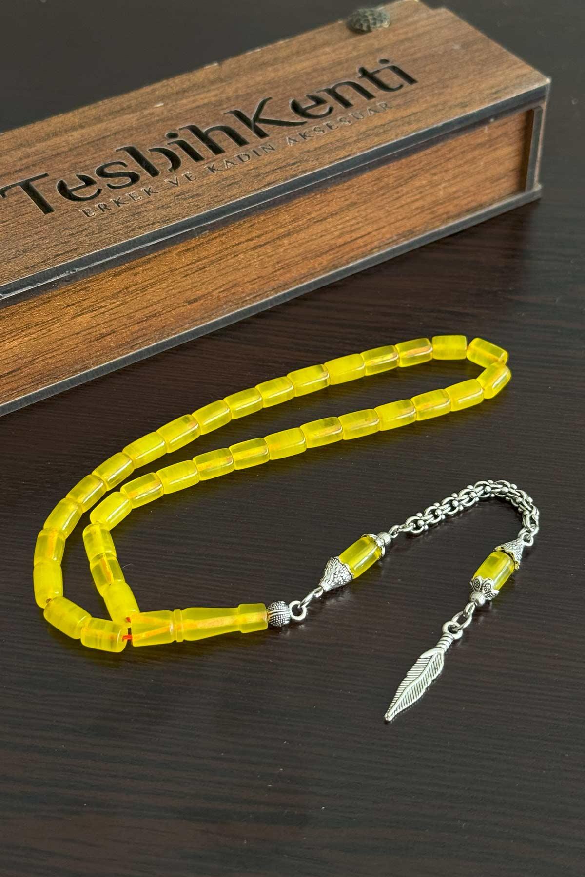 Günlük Kullanım Boy Hareli Sarı Renk Uçak Camı Tesbih