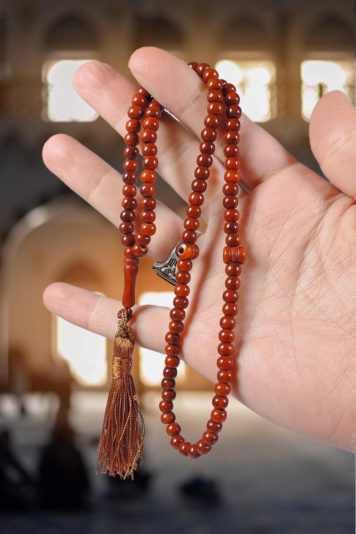 Günlük Kullanıma Uygun Toz Kehribar 99'luk Namaz Tesbihi
