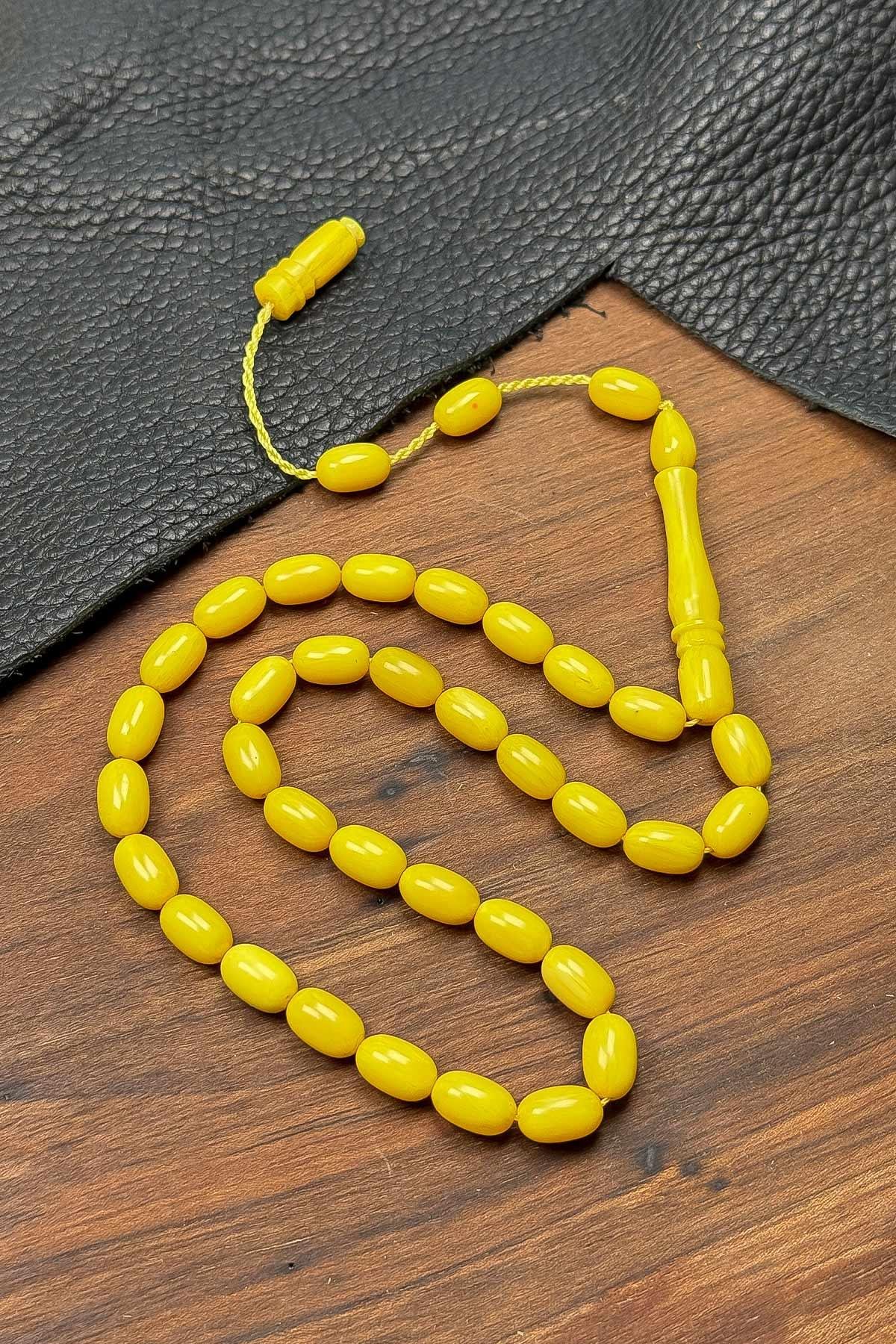 Güzel Çekimli Limon Renk Sıkma Kehribar Tesbih